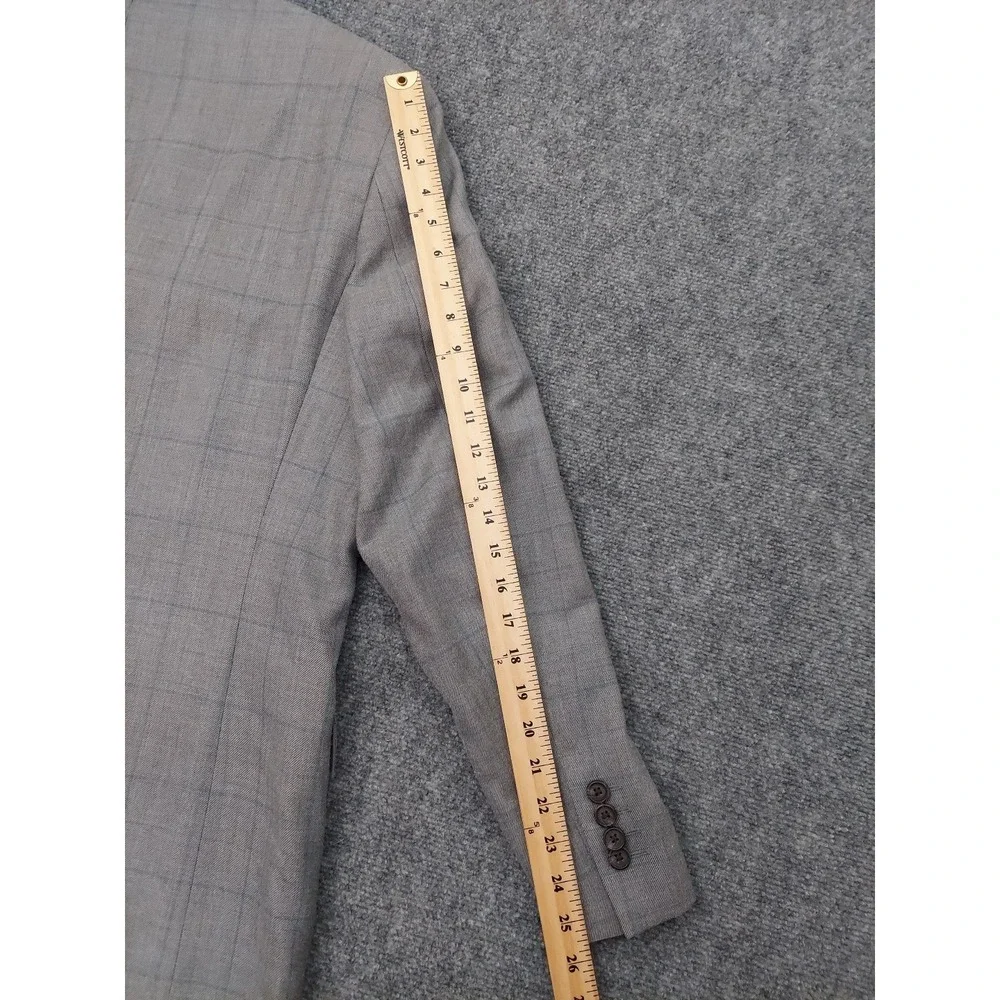 Ralph Lauren Jacket Blazer Mens 42 L Gray Plaid Silk Wool 2 Button Sport Coat
